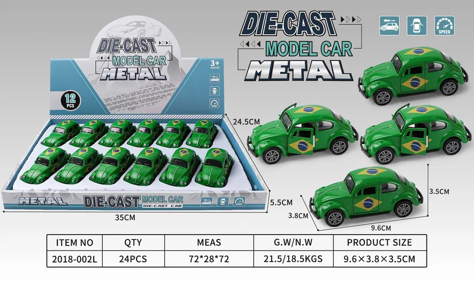 1:43 Beetle Brazil (12pcs whole box price) Display Box wholesale from Qili Toys