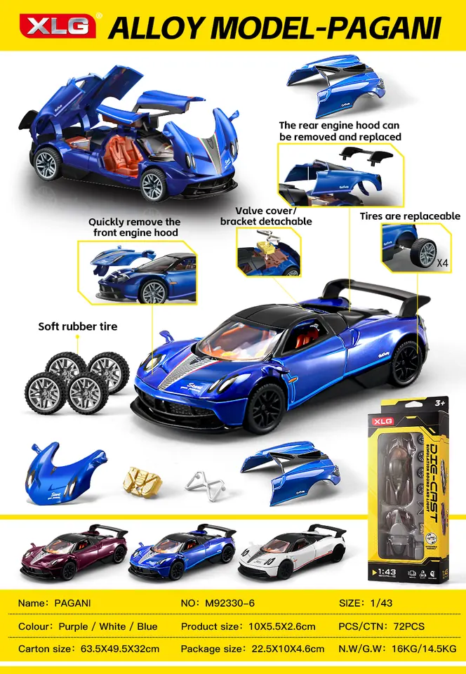 1:43 Pagani Disassembled And Modified Car Color Box wholesale from Qili Toys