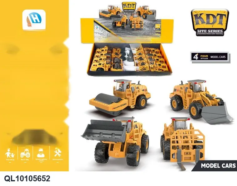 1:50 Alloy Friction Wheel Loader (bulldozer, display box) Display Box wholesale from Qili Toys