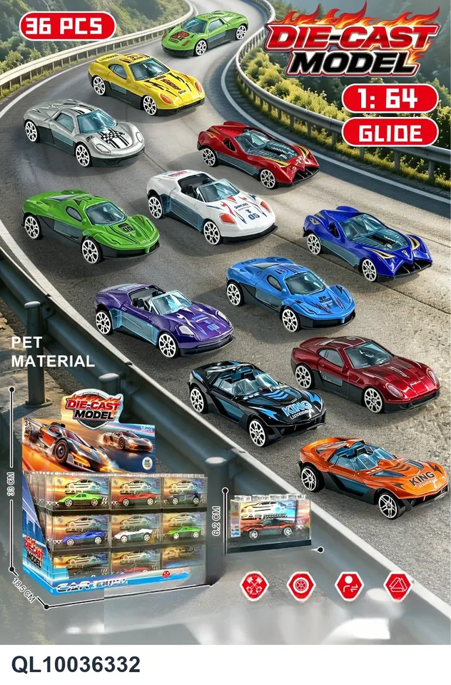 1:64 36 Sliding Alloy Cars Display Box wholesale from Qili Toys