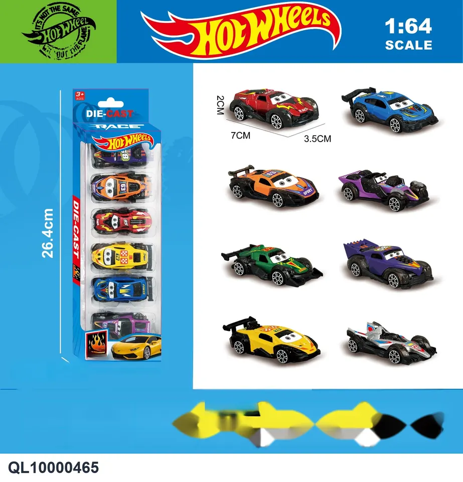 1:64 Alloy Sliding Sports Car 8 Types Mixed (6 pieces) Window Box wholesale from Qili Toys