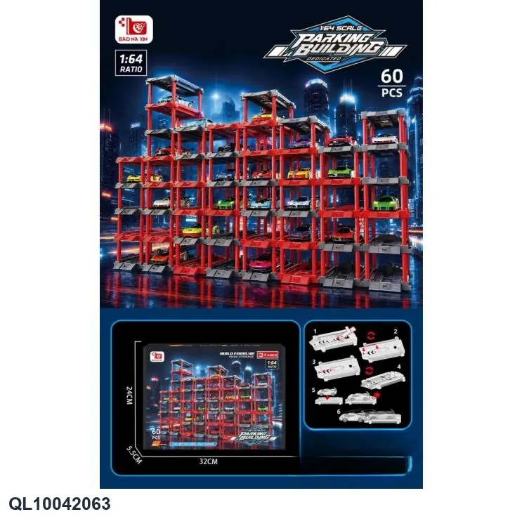 1:64 Ejection Parking Building (60 parking spaces) Sealed Box wholesale from Qili Toys