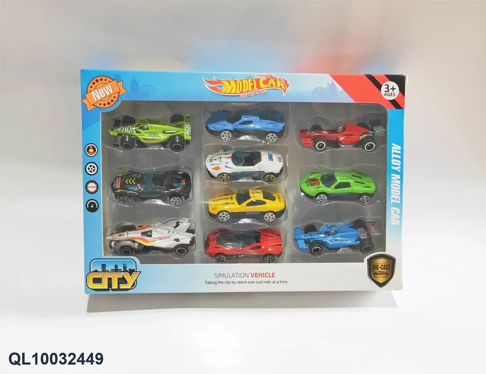 1:64 Scale Alloy Race Car Set, Including A Gold-Colored F1 Racing Car, Sold In A Set Of 10. Window Box wholesale from Qili Toys