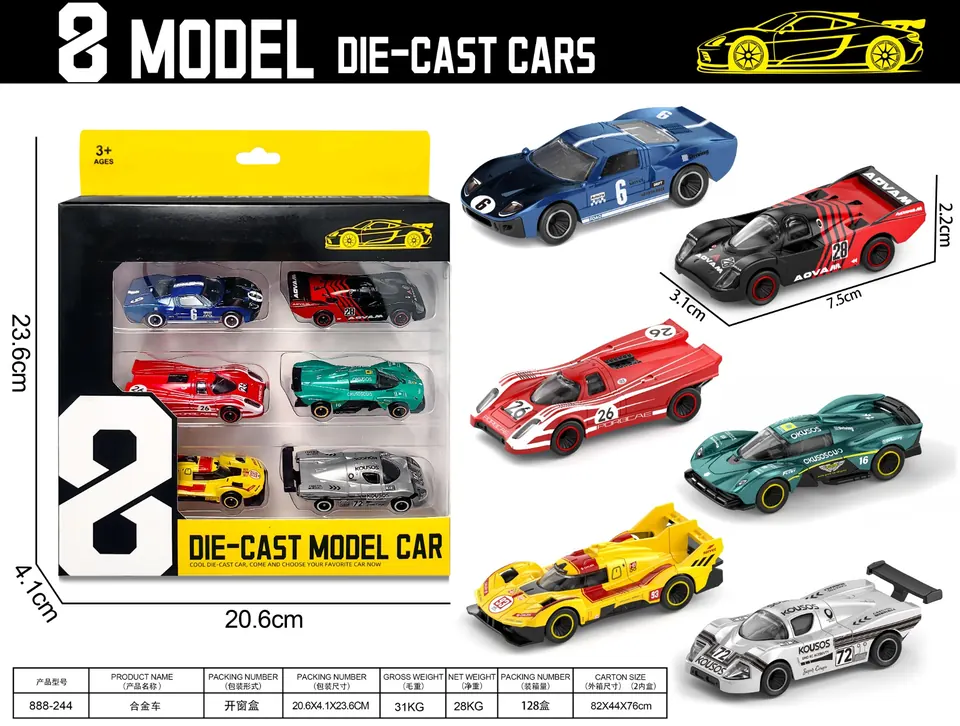 1:64 Sliding Alloy Car 24 Pieces Window Box wholesale from Qili Toys