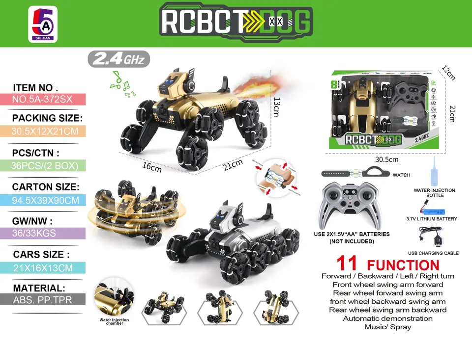 2.4G 11-Channel Eight-Wheel Electric Dog Spray (battery included, dual-control 11-channel spray with light and music) Window Box wholesale from Qili Toys