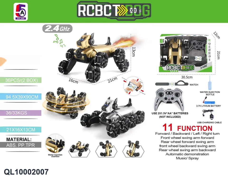2.4G 11-Channel Eight-Wheel Electric Dog Spray (battery included, dual-control 11-channel spray with light and music) Window Box wholesale from Qili Toys