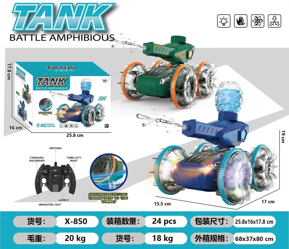 2.4G Amphibious Tank Stunt Vehicle Color Box wholesale from Qili Toys