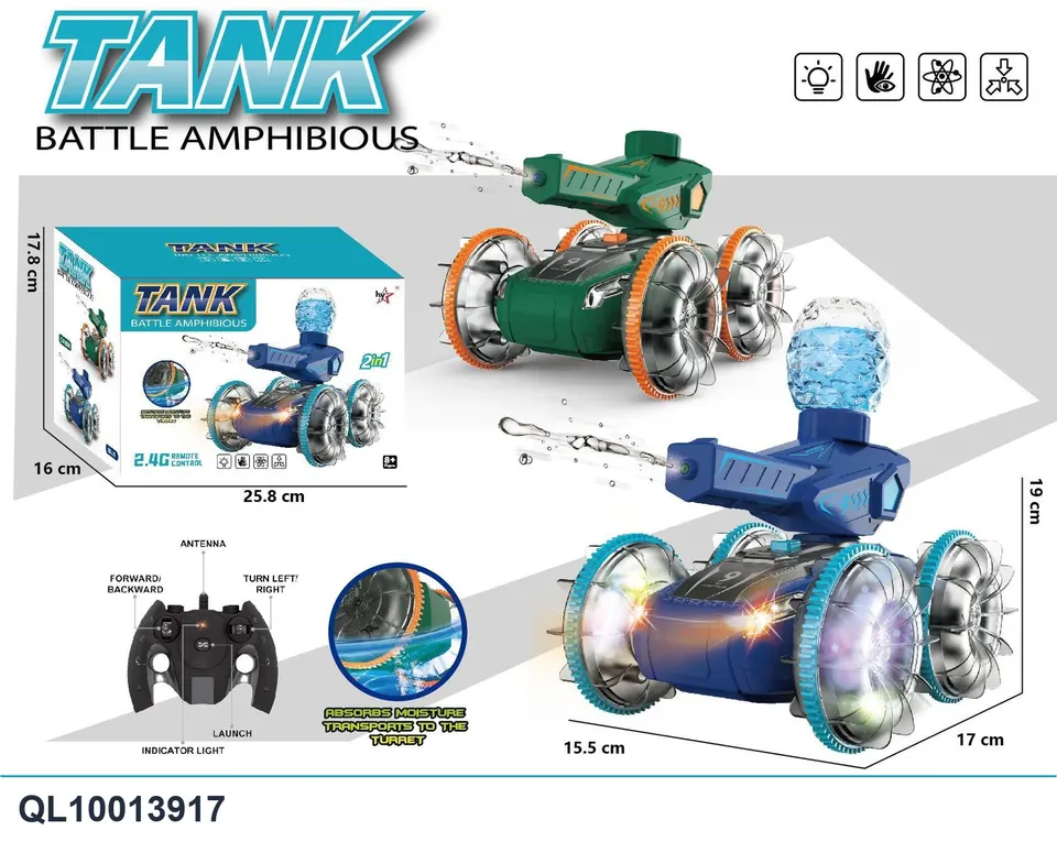 2.4G Amphibious Tank Stunt Vehicle Color Box wholesale from Qili Toys