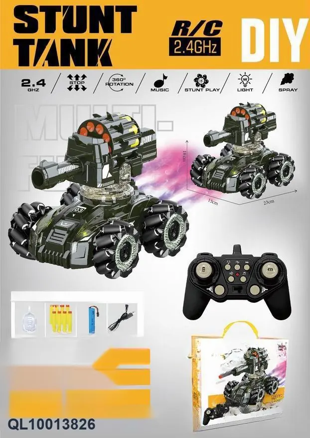 2.4G Stunt Soft Bomb Tank Vehicle (electricity included) Color Box wholesale from Qili Toys
