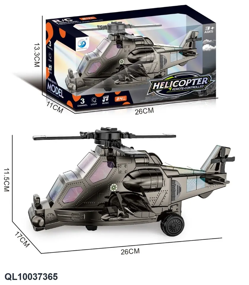 2.4G Three-Way Black Metal-Plated Stunt Remote Control, 3D Lighting, Music Helicopter (body 3aa, remote control 2aa not included in the battery) Window Box wholesale from Qili Toys