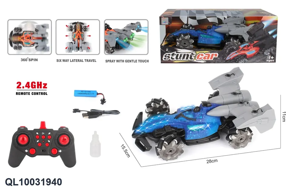 2.4GHz 12-Channel Remote Control Four-Sprayer F1 Race Car (starry sky) (with battery) Window Box wholesale from Qili Toys