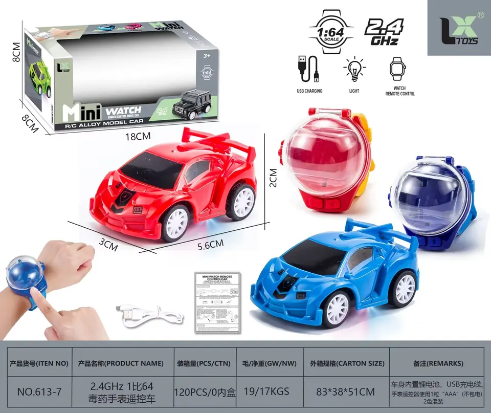 2.4GHz 1:64 Poison Watch Remote Control Car (battery included) 2 Colors Mixed Window Box wholesale from Qili Toys