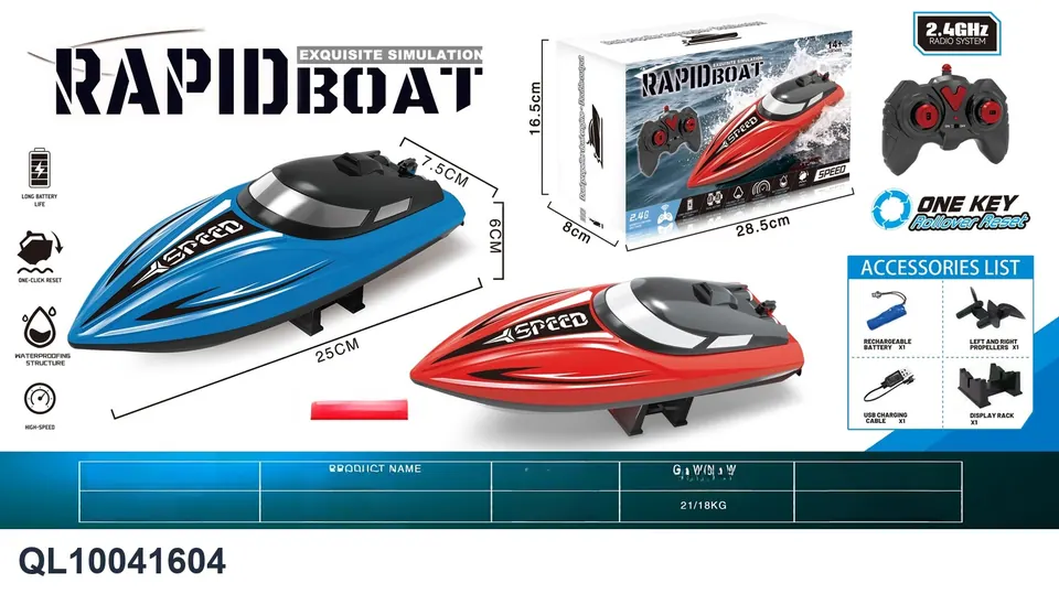 5-Channel 2.4G Simulated Remote Control Speedboat (electricity included) Window Box wholesale from Qili Toys