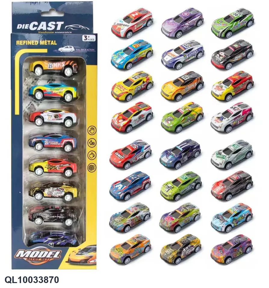 6.8 Iron Steel Pull Back (short window sports car) 8 Pcs (window strip color box) Window Box wholesale from Qili Toys