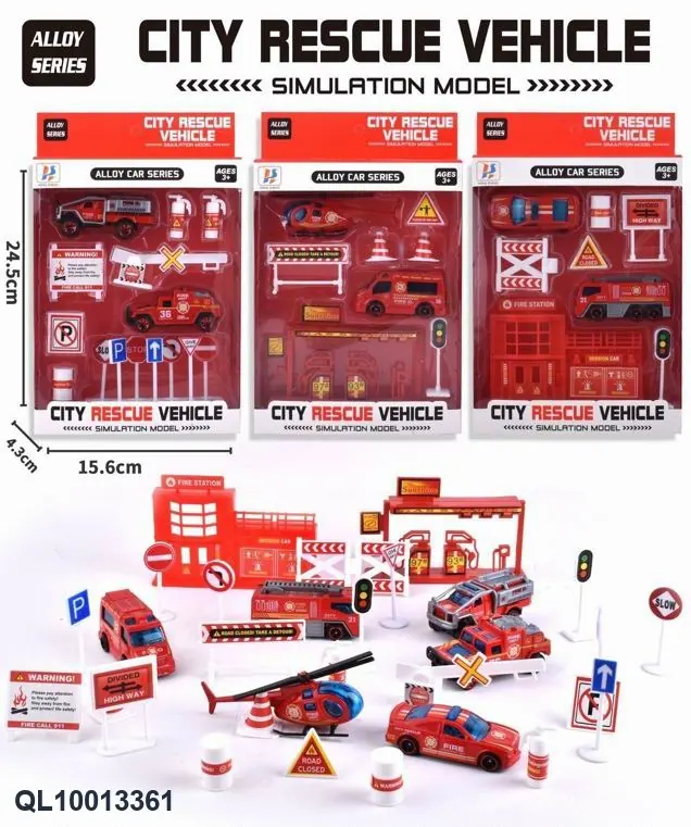 Alloy Fire Truck Theme Set Window Box wholesale from Qili Toys