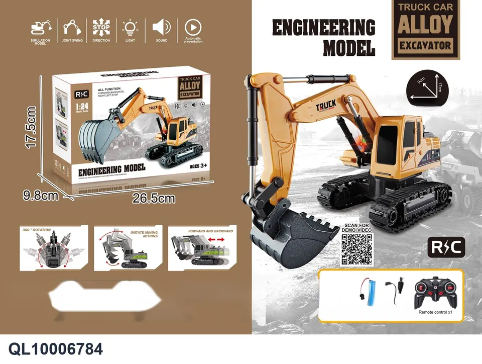 Alloy Six-Pass Engineering Excavator With Light And Music (electricity included) Color Box wholesale from Qili Toys
