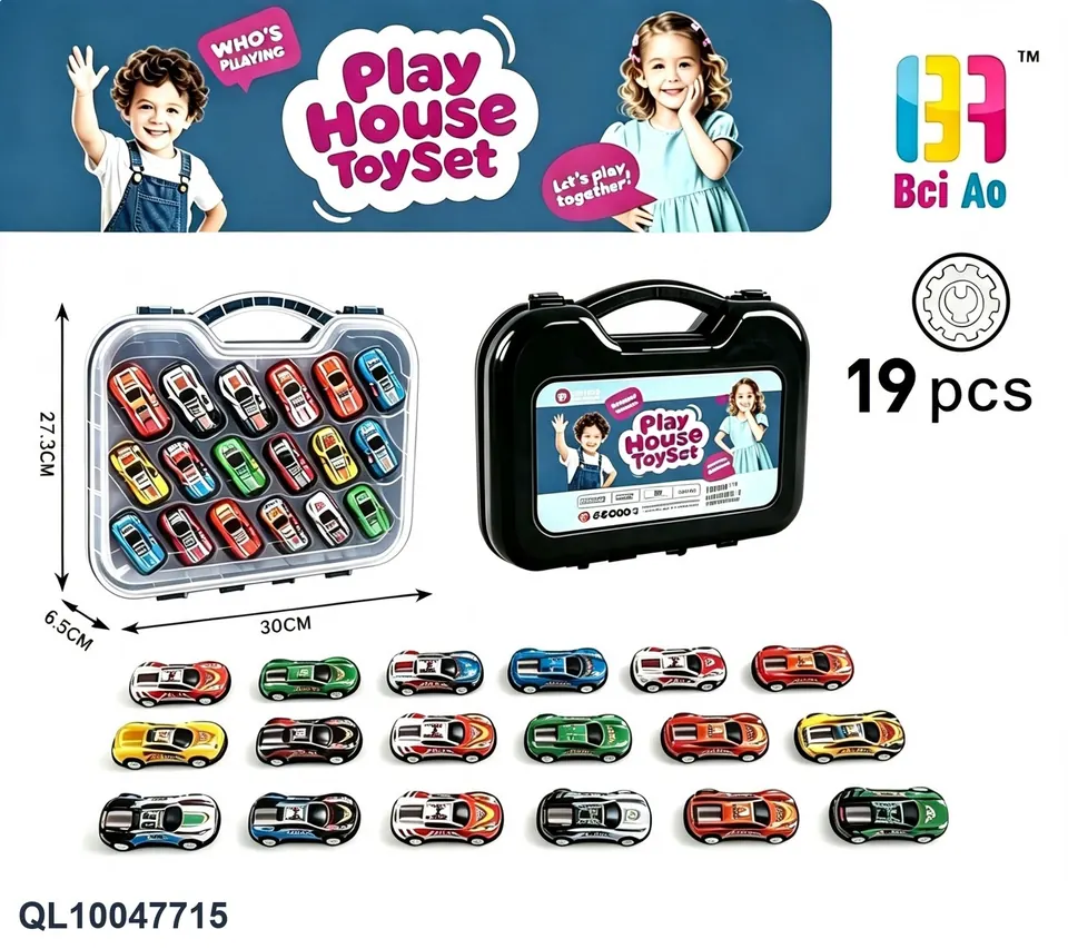 Big Suitcase Pull Back Metal Car Toolbox/Plastic Box wholesale from Qili Toys