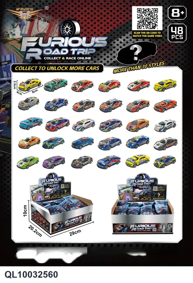 Blind Box Metal Car Set (8cm pullback toy cars), 48 Pieces Per Box Display Box wholesale from Qili Toys