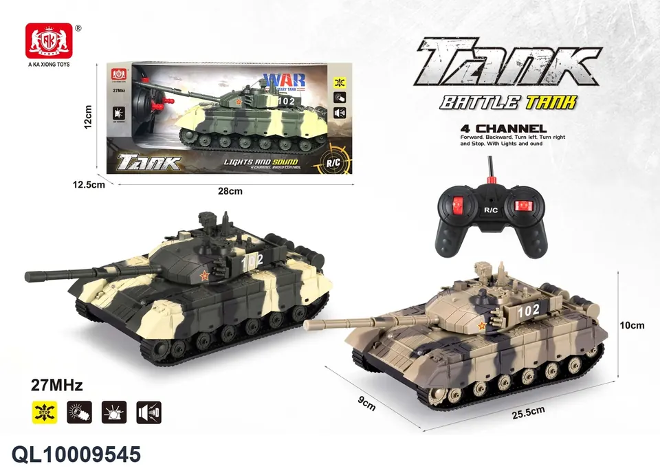Chinese Style 99A Four-Way Remote Control Tank With Light And Sound (not including electricity, remote control car remote control simulation car tank car) Window Box wholesale from Qili Toys