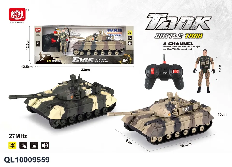Chinese Style 99A Four-Way Remote Control Tank With Light And Sound (not including electricity, remote control car remote control simulation car tank car) Window Box wholesale from Qili Toys
