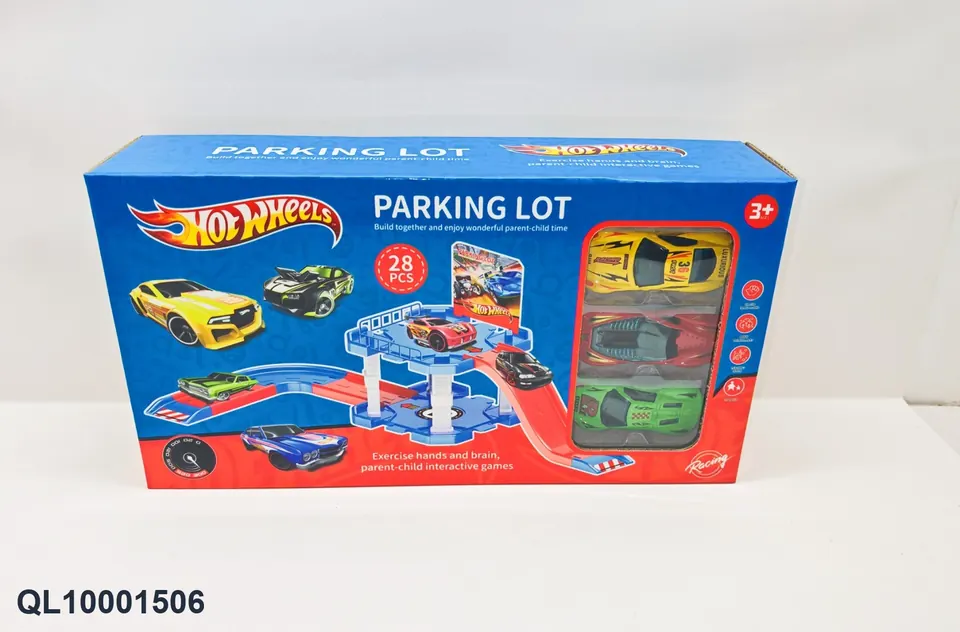 Die-Cast Racing DLY Parking Lot/Scene Toy (with 3 gold sports cars) Window Box wholesale from Qili Toys