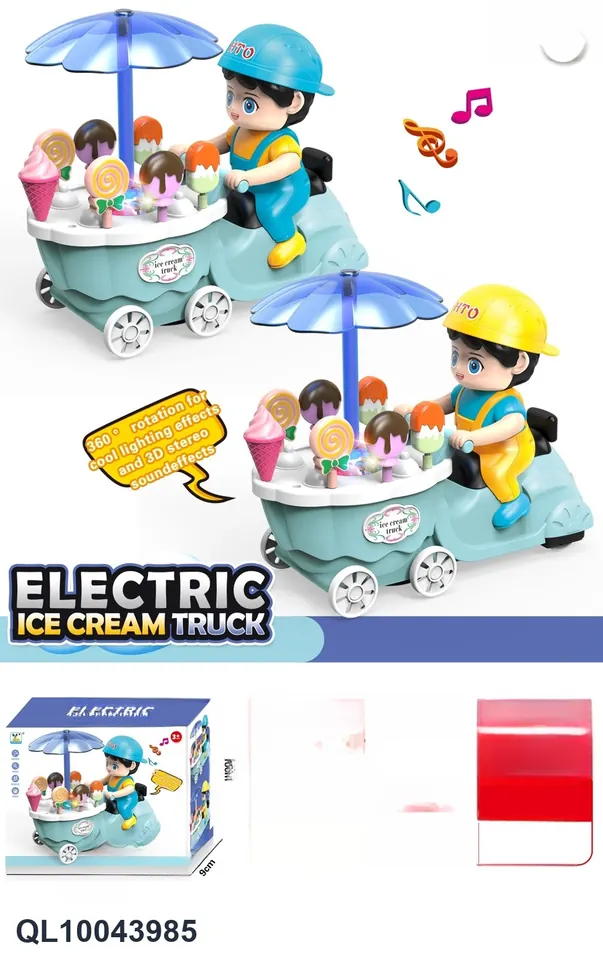Electric Sound And Light Universal Ice Cream Cart Color Box wholesale from Qili Toys