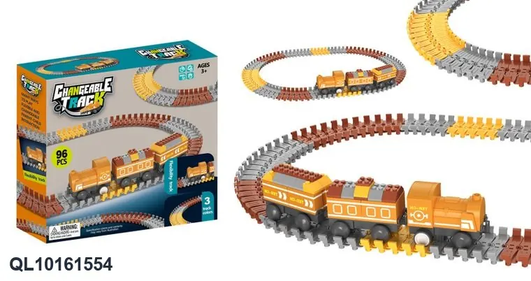Electric Train Set (96 pieces) Color Box wholesale from Qili Toys