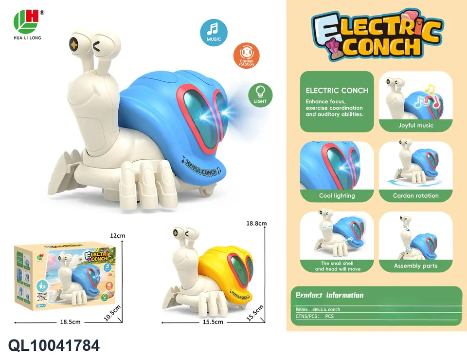 Electric Universal Conch (light music, body swing, head swing) 2 Colors Mixed Color Box wholesale from Qili Toys