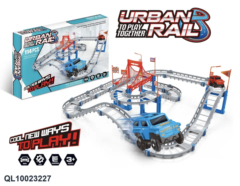 Extremely Fast Electric Rail Car (2 cars) Color Box wholesale from Qili Toys