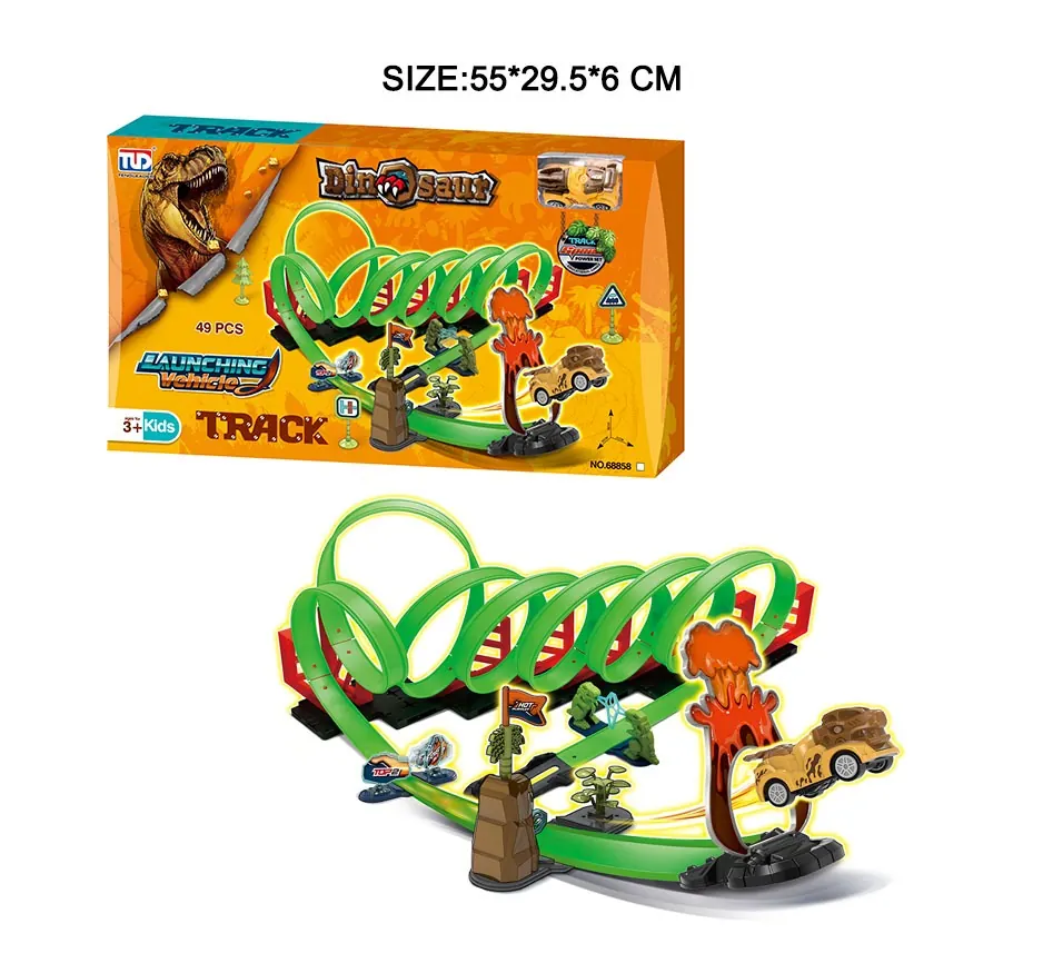 Extremely Fast Pull-Back Dinosaur Track (with 1 car) Window Box wholesale from Qili Toys