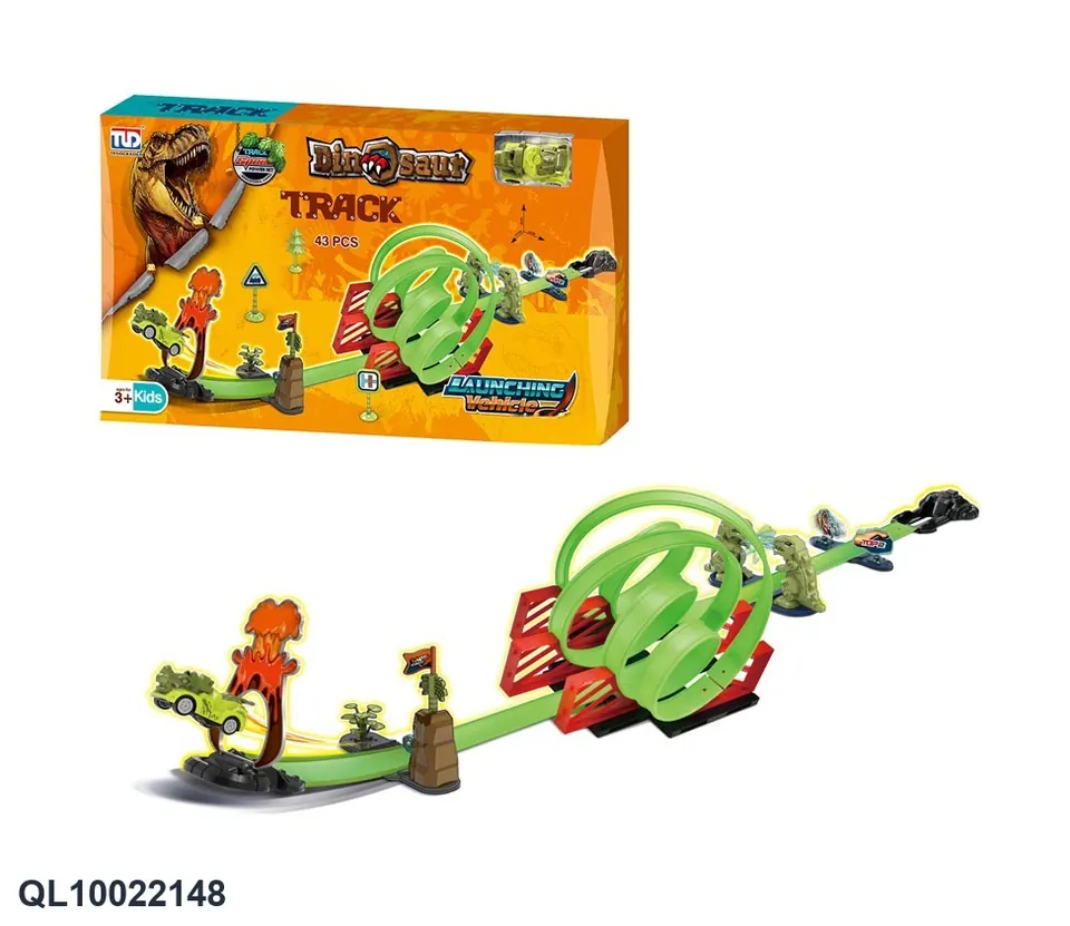 Extremely Fast Pull-Back Dinosaur Track (with 1 car) Window Box wholesale from Qili Toys