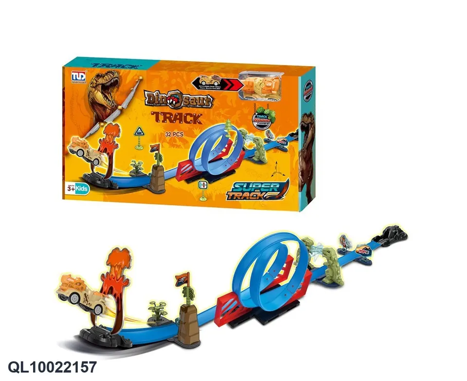 Extremely Fast Pull-Back Dinosaur Track (with 1 car) Window Box wholesale from Qili Toys