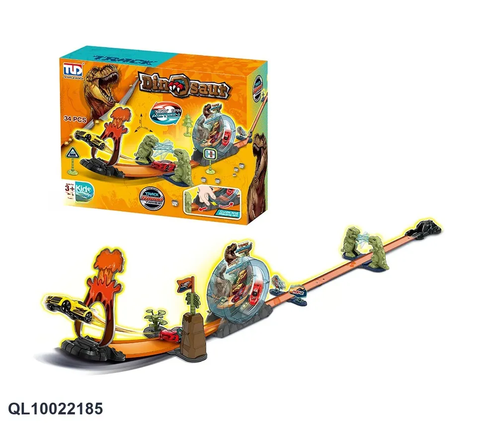 Extremely Fast Pull-Back Rail Car (with one car) Color Box wholesale from Qili Toys