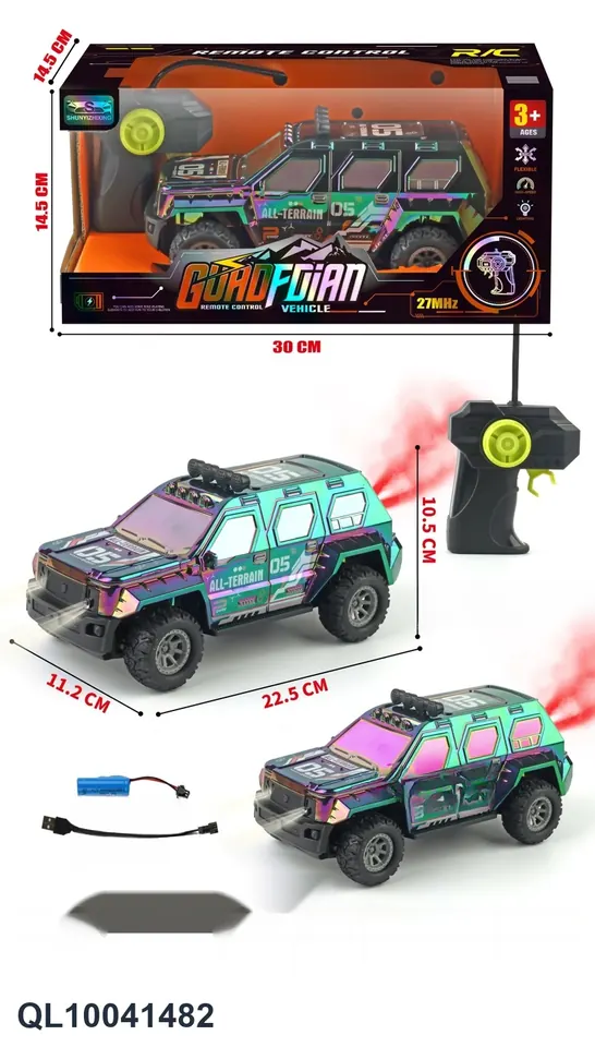 Four-Way Color-Coated Off-Road Police Car With Light Spray (electricity included) Window Box wholesale from Qili Toys