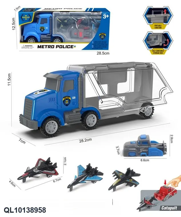 Hand-Held Police Car/AB Plane (3 units) + Launching Mechanism Film Canisters wholesale from Qili Toys