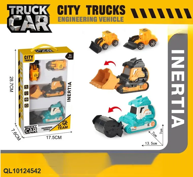 Heavy-Duty Construction Vehicle/2 Units, Plus 2 Smaller Construction Vehicles. Window Box wholesale from Qili Toys