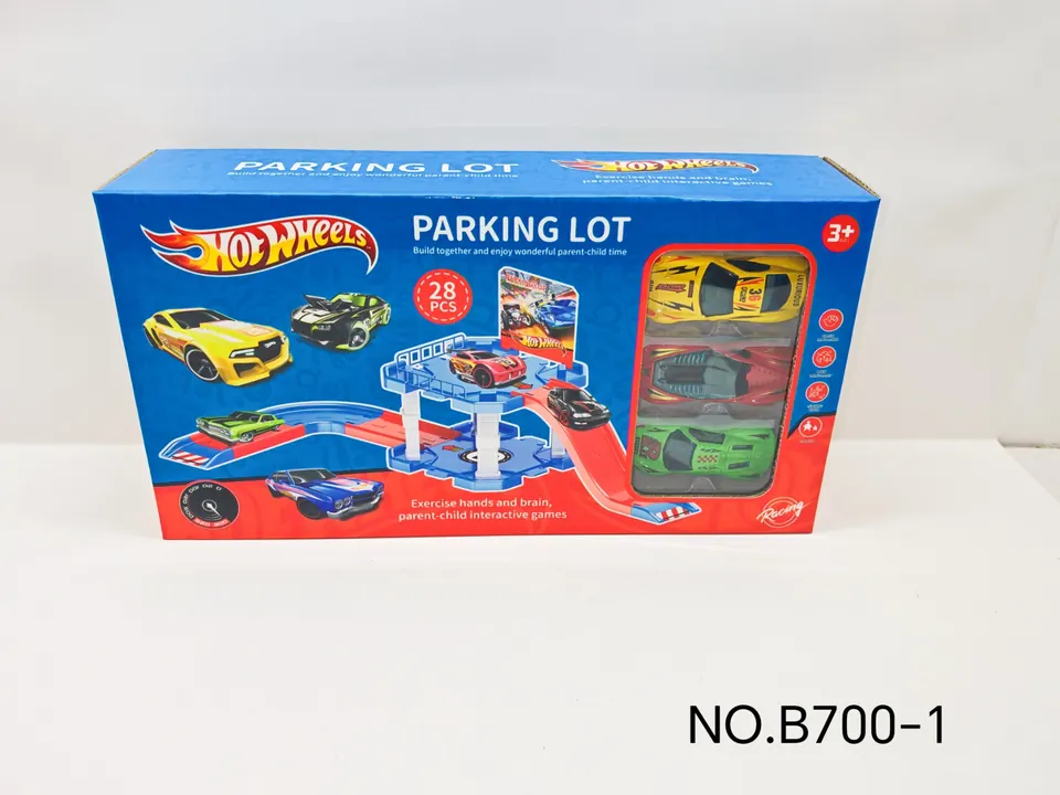 Hot Wheels DLY Parking Lot/Scene Toy (with 3 gold sports cars) Window Box wholesale from Qili Toys