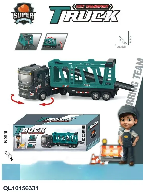 Inertia City Transport Double-Deck Flatbed Truck ABS Color Box wholesale from Qili Toys