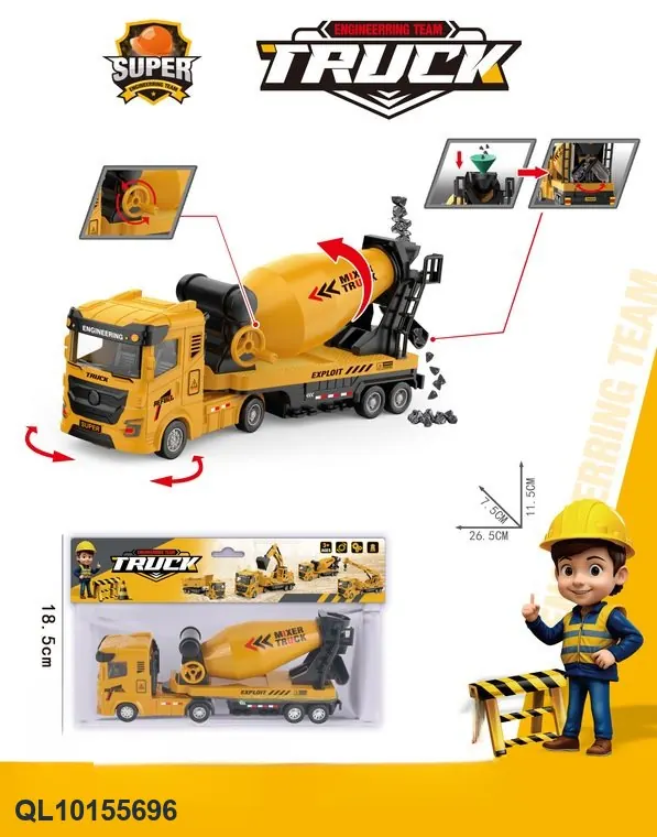 Inertia Construction Mixer Truck ABS Header Bag wholesale from Qili Toys