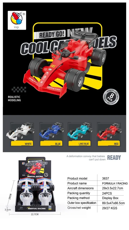 Inertia F1 Racing Cars (set of 8, price for the entire set) Display Box wholesale from Qili Toys