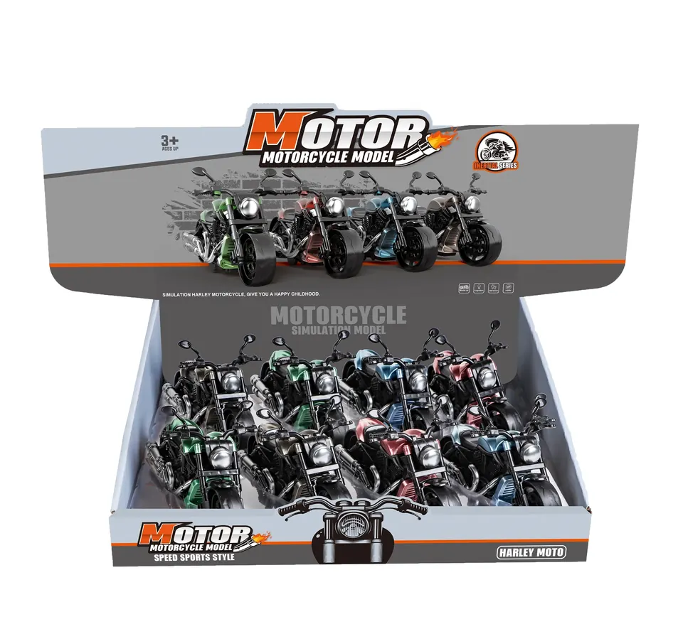 Inertia Motorcycle/4 Colors (8pcs whole box price) (motorcycle inertia motorcycle inertia motorcycle harley motorcycle model ornaments) Display Box wholesale from Qili Toys