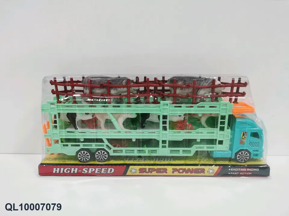 Inertial Three-Layer Vehicle Carries 2 Big Bears + 4 Animals P-Cover/Box Base wholesale from Qili Toys