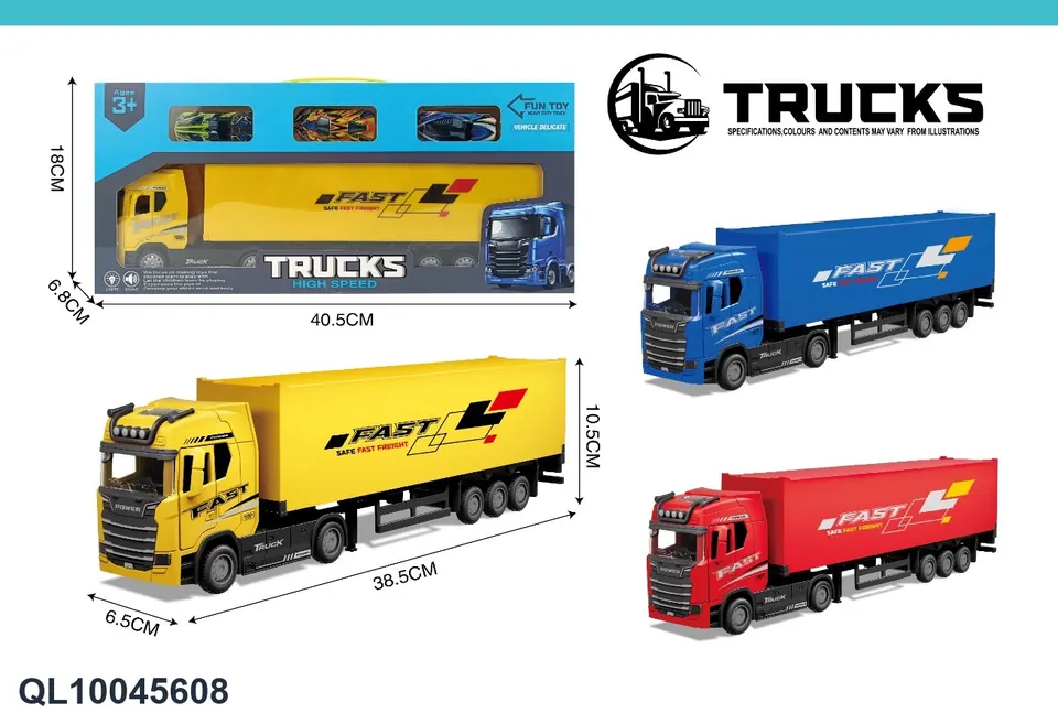 Inertial Truck With Lights And Sounds To Open The Door And 3 AB Trucks Window Box wholesale from Qili Toys