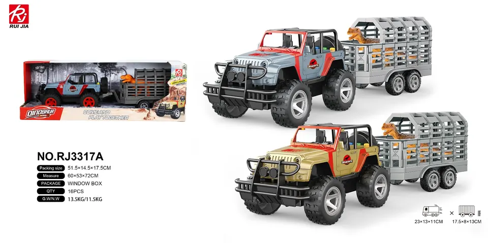 Jeep Off-Road Sound And Light Inertia Dinosaur Trailer Display Box wholesale from Qili Toys