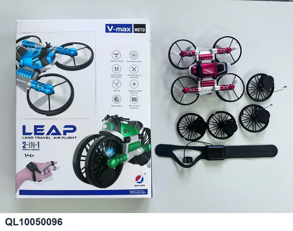 Motorcycle Land And Air Quadcopter Blue/Green/Red Window Box wholesale from Qili Toys