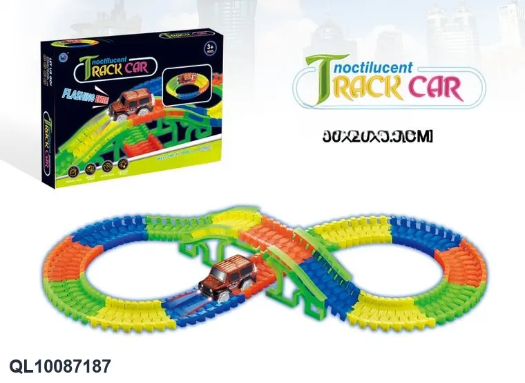 Night-Glow Track Cars (132 pieces, requires 1 aa battery - batteries not included) Color Box wholesale from Qili Toys