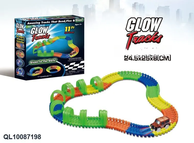 Night-Glow Track Cars (120 pieces, requires 1 aa battery - batteries not included) Color Box wholesale from Qili Toys