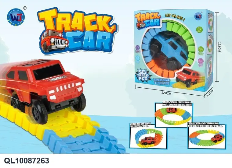 Non-Glowing Track Car (56 pieces of track, 1 aa battery included, battery not provided) Color Box wholesale from Qili Toys