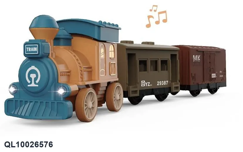 Press Train Trailer With Light, Music And Electricity Included Window Box wholesale from Qili Toys