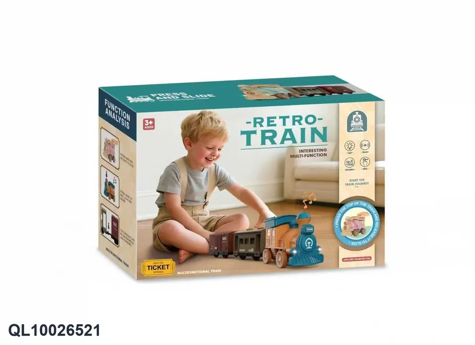 Press-And-Go Friction Train With Trailer Carriage Sealed Box wholesale from Qili Toys